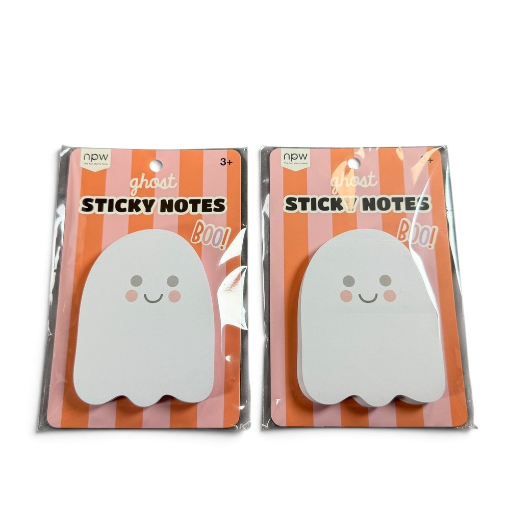 NPW Ghost Sticky Notes Set of 2 Halloween Spooky Stationery White NPW04887